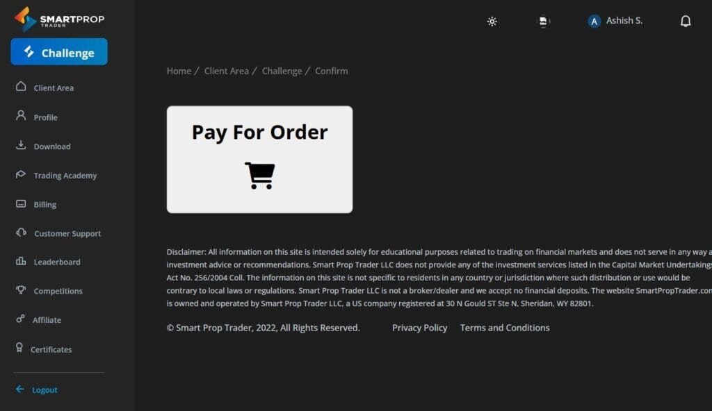 BIG WHITE "Pay for Order" button