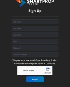 Smart Prop Trader Sign up page