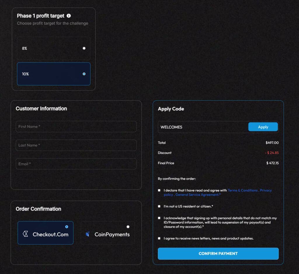 Alpha Capital Group Checkout Page